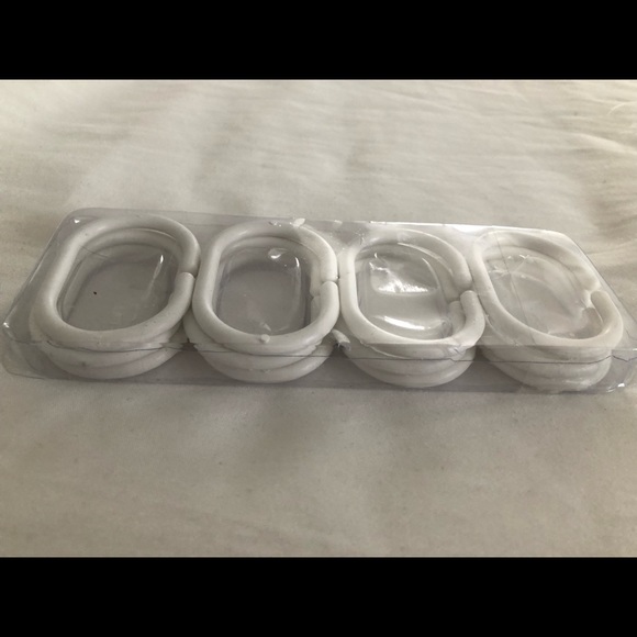 NEW Shower curtain rings oval hooks plastic white brand new in package, modern - Picture 2 of 5